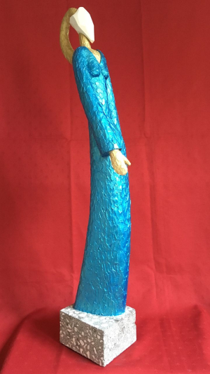 Laurent Messager - Robe bleue (Right)(Ciment armé, polychromie patines, Pierre de taille, Socle béton/marbre)
